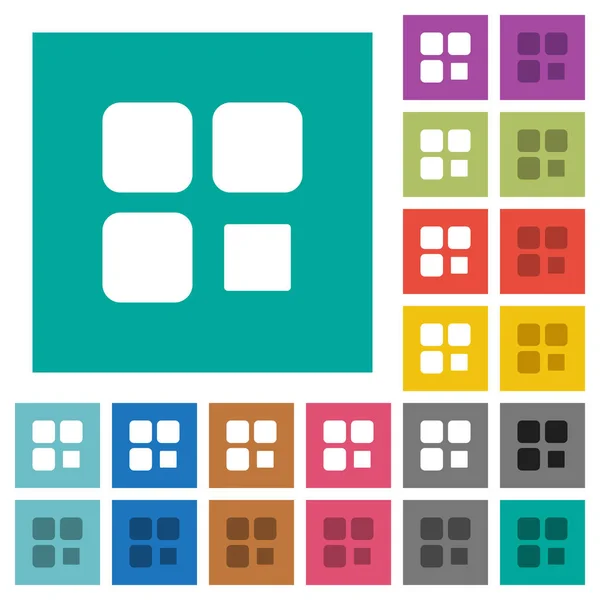 Composant stop carré plat multicolore icônes — Image vectorielle