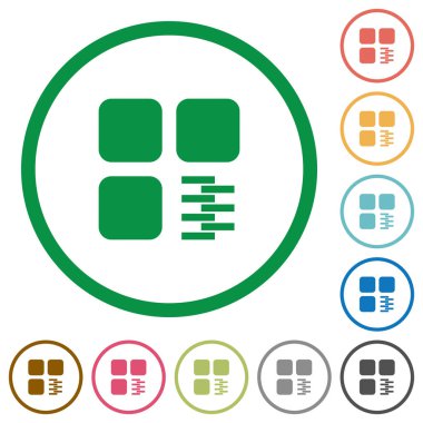 Bileşen düz simgeler anahatları ile zip