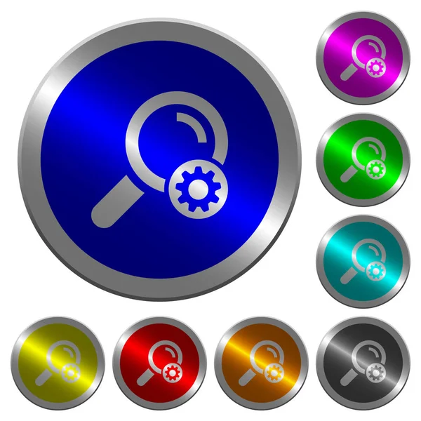 Configurações de pesquisa luminoso moeda-como botões de cor redonda — Vetor de Stock