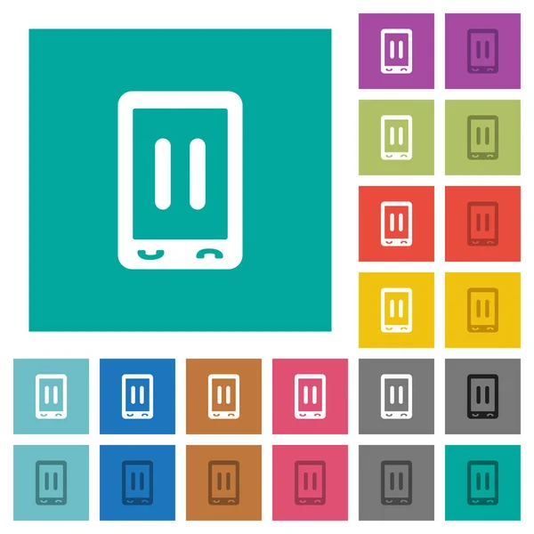 Mobiele media onderbreken vierkant plat multi gekleurde pictogrammen — Stockvector