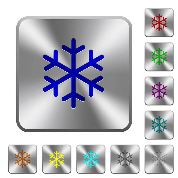 Egyetlen hópehely lekerekített négyzet acél gombok — Stock Vector