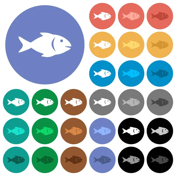 Peces ronda plana iconos multicolores — Vector de stock