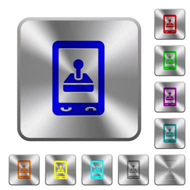 Mobil oyun kare çelik düğmeleri yuvarlak