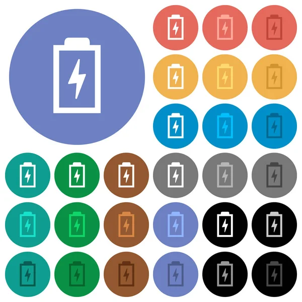 Bateria com energia redonda plana multi ícones coloridos —  Vetores de Stock