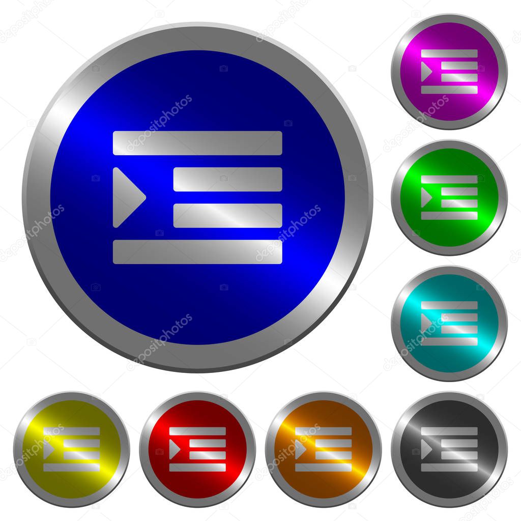 Increase text indentation luminous coin-like round color buttons