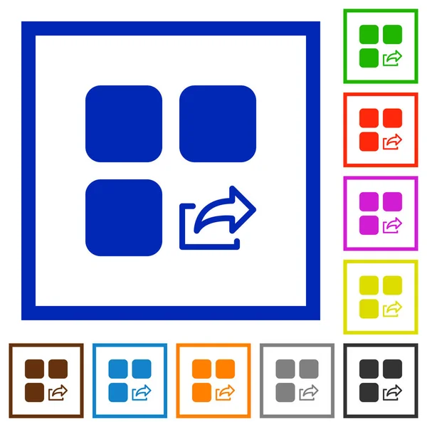Componente de exportação ícones de moldura plana — Vetor de Stock