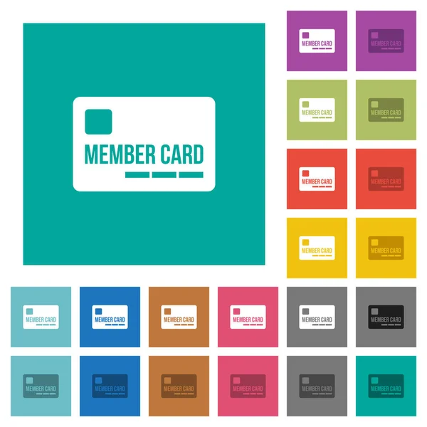Member card square flat multi colored icons — Stock Vector