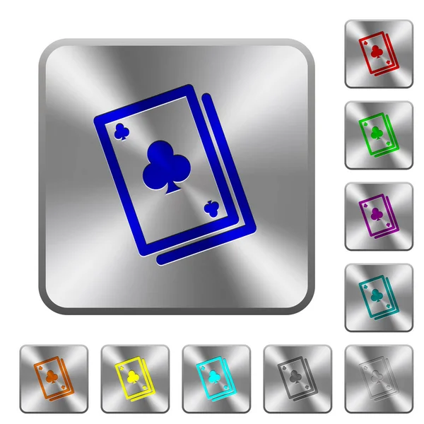 カードゲーム角丸正方形鋼ボタン — ストックベクタ