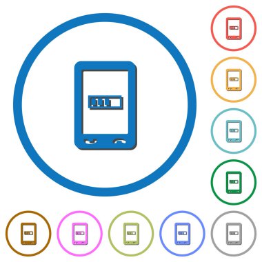 Gölgeler ve anahatları ile mobil işlem simgeleri