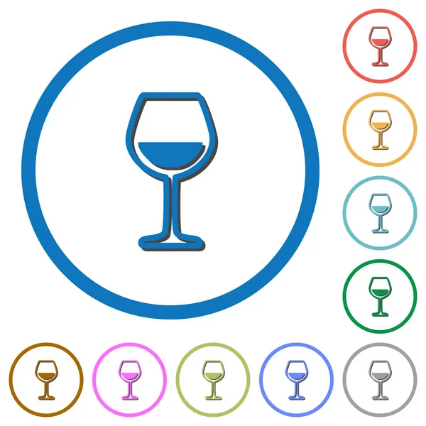 Iconos de copa de vino con sombras y contornos — Vector de stock