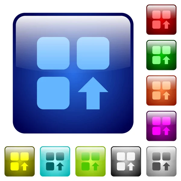Feljebb összetevő színes négyzet alakú gombok — Stock Vector