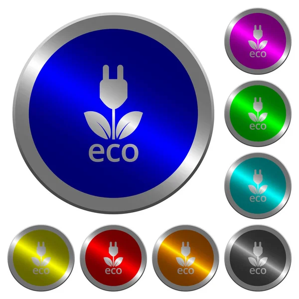 Эко-энергия светящиеся круглые кнопки цвета монеты — стоковый вектор