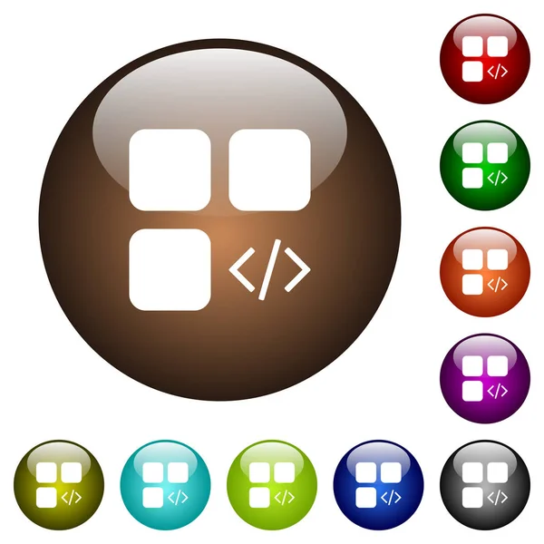 Component programming color glass buttons — Stock Vector