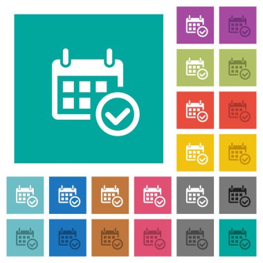 Onay kare düz takvim çok renkli simgeler