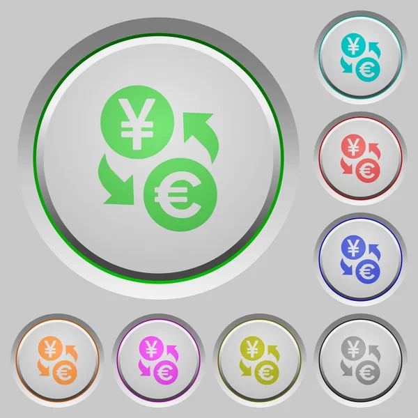 Yen Euro money exchange push buttons — Stock Vector