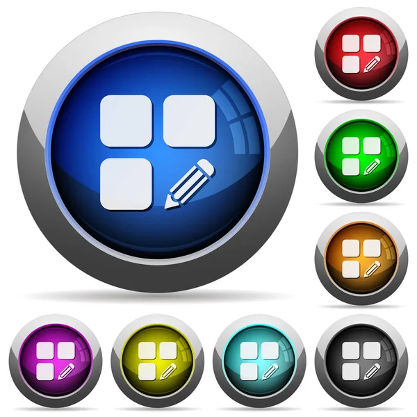 Component ronde glanzende knoppen bewerken — Stockvector