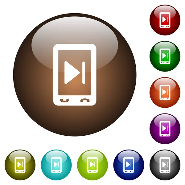 Mobile media next color glass buttons — Stock Vector