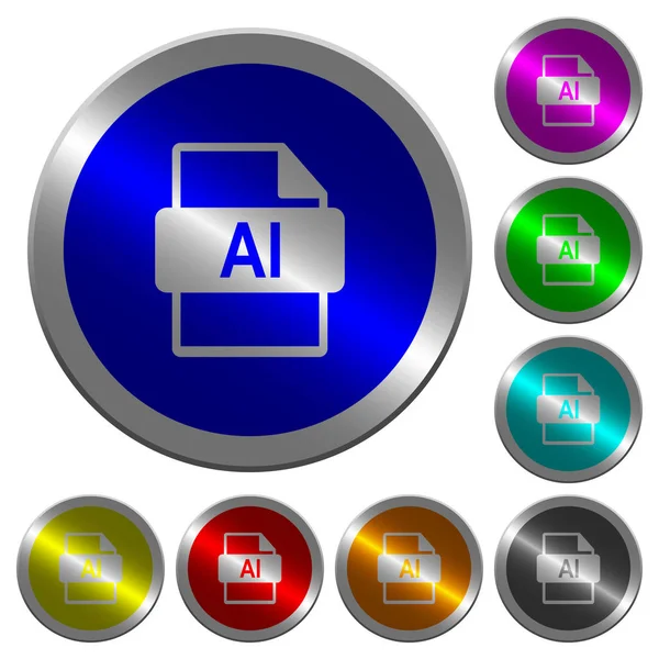 Формат файла AI светящиеся кнопки круглого цвета, похожие на монеты — стоковый вектор