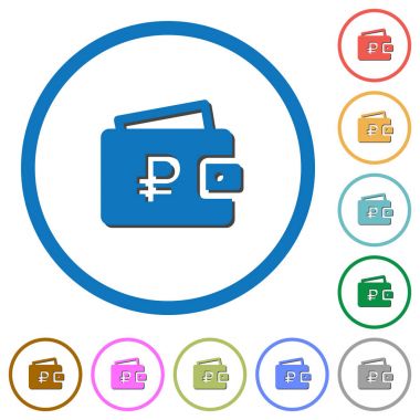 Rublesi cüzdan simgelerle gölgeler ve anahatlar