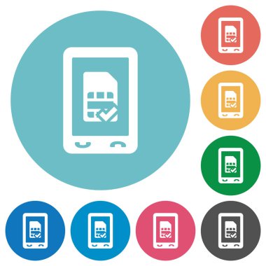 Mobil simcard düz simgeler kabul