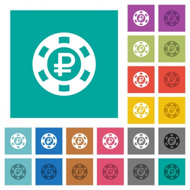 Rublesi casino çip Meydanı düz çok renkli simgeler