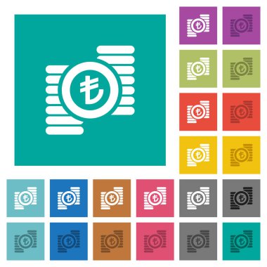 Türk Lirası paraları simgeler renkte düz çoklu kare