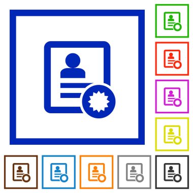 Kişi düz çerçeveli simgeler sertifikalı