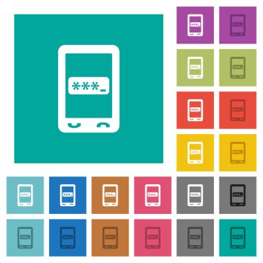 Telefon PIN kodu kare düz çok renkli simgeler