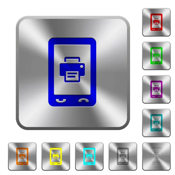 Impressão móvel arredondada botões de aço quadrado —  Vetores de Stock