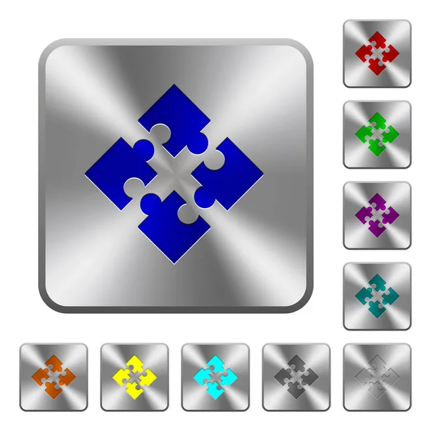 Modules boutons carrés arrondis en acier — Image vectorielle