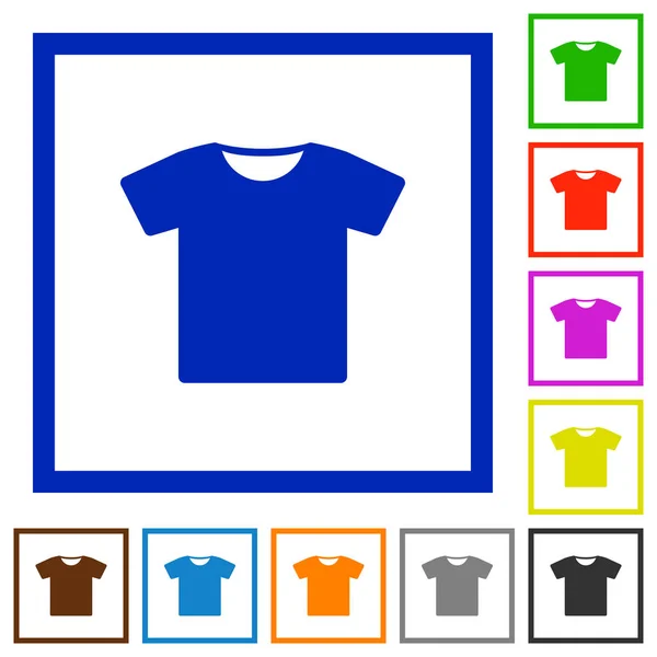 T-Shirt flach gerahmte Symbole — Stockvektor