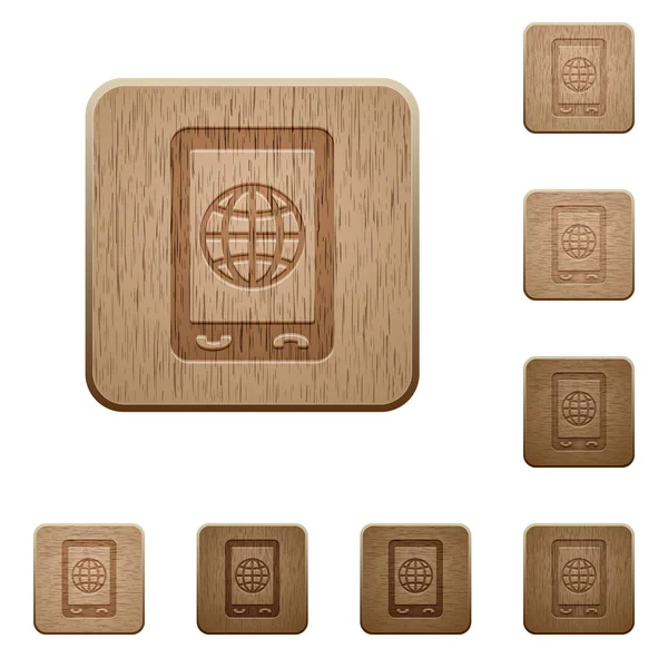 Mobile internet wooden buttons — Stock Vector