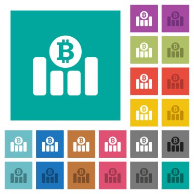 Bitcoin finansal grafik kare düz çok renkli simgeler