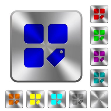 Kare çelik düğme etiketi bileşeni yuvarlak