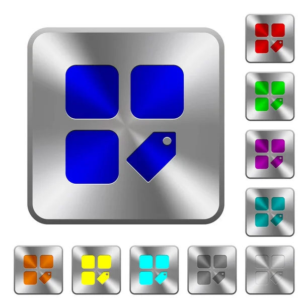 Закругленные квадратные стальные кнопки — стоковый вектор
