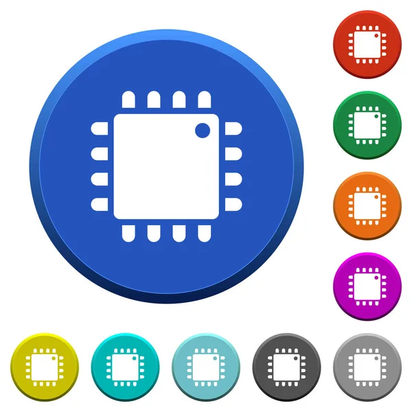 Ordinateur processeur boutons biseautés — Image vectorielle