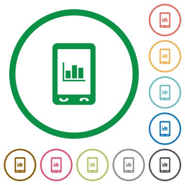 Anahatları ile mobil istatistikler düz simgeler