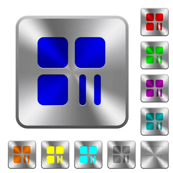 Komponente Pause runde quadratische Stahlknöpfe — Stockvektor