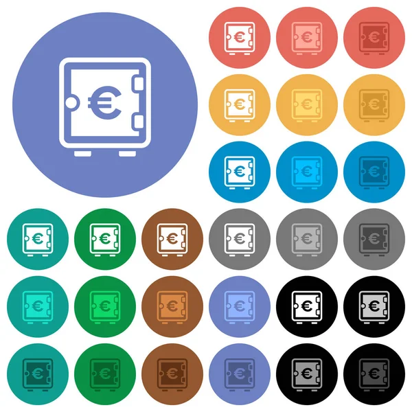 Euron stark box runda platta multi färgade ikoner — Stock vektor