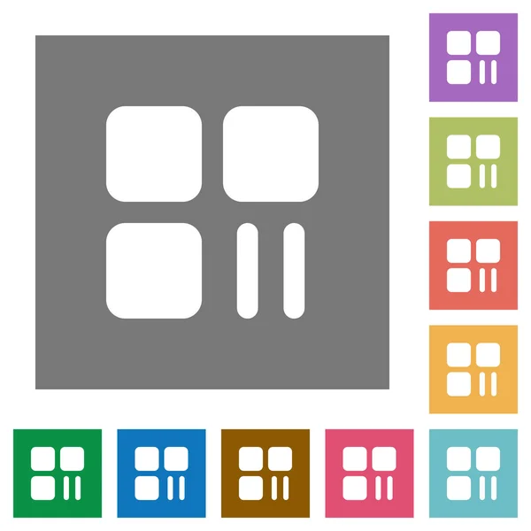 Componente pausa iconos planos cuadrados — Archivo Imágenes Vectoriales