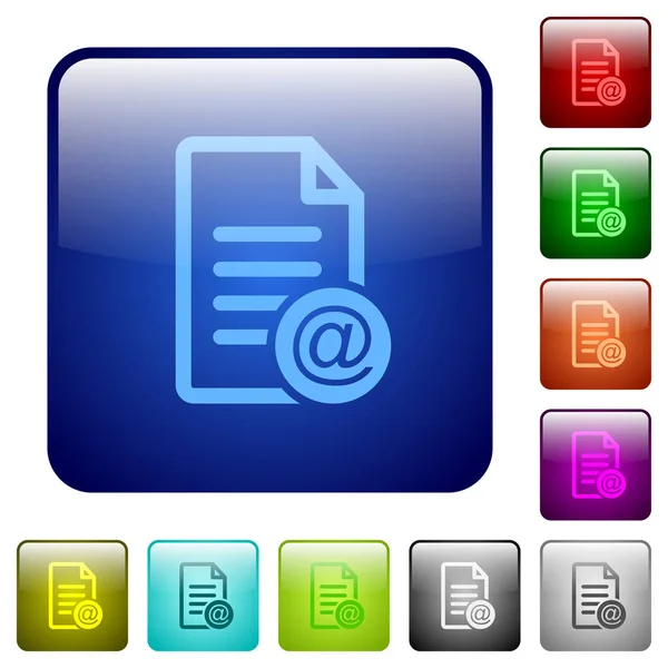 Надіслати документ як квадратні кнопки кольору електронної пошти — стоковий вектор
