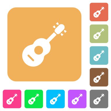 Akustik gitar yuvarlak kare düz simgeler