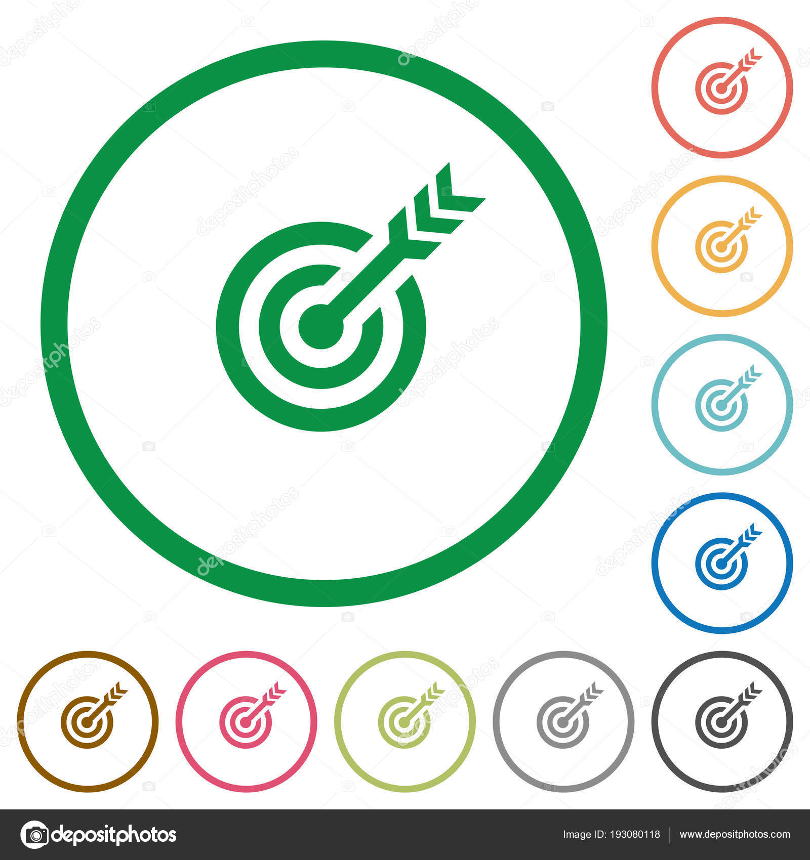 Target table with arrow flat icons with outlines Stock Vector Image by ...