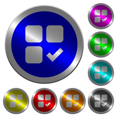 Bileşen ok parlak sikke benzeri yuvarlak renkli düğmeler