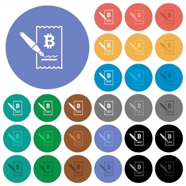 Yuvarlak simgeler renkte düz multi Bitcoin çek imzalama