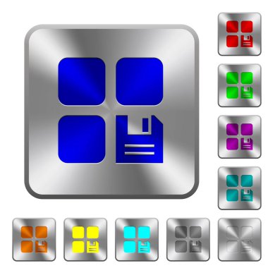 Bileşen yuvarlatılmış kare çelik düğme kaydetmek