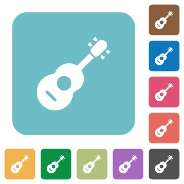 Akustik gitar yuvarlak kare düz simgeler