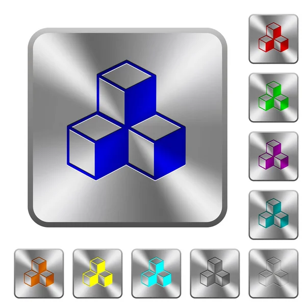 Кубики округлые стальные кнопки — стоковый вектор