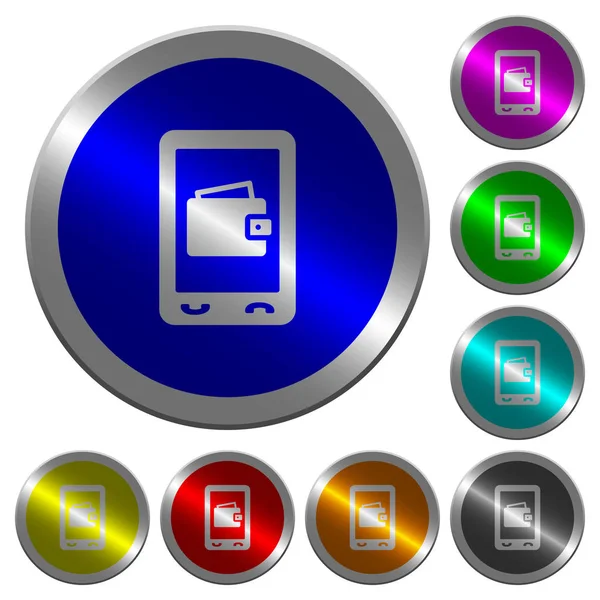 Portefeuille mobile lumineux boutons ronds en forme de pièce de monnaie — Image vectorielle