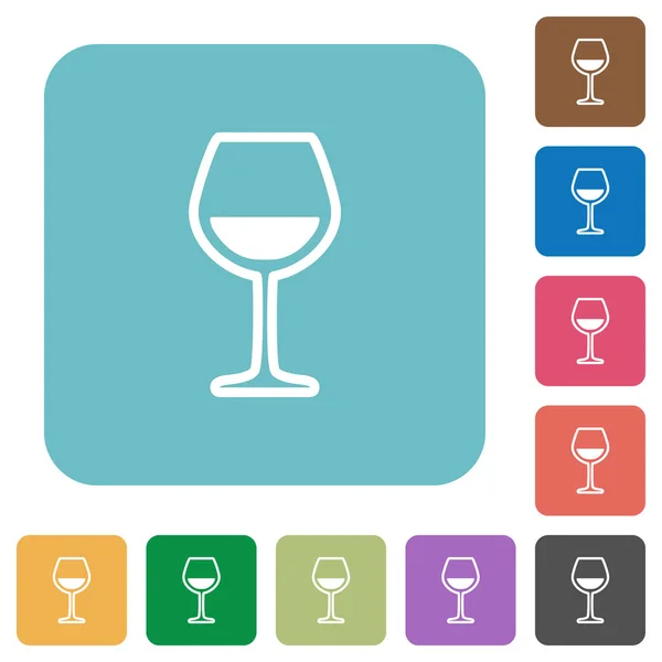 Glas vin avrundade square platt ikoner — Stock vektor